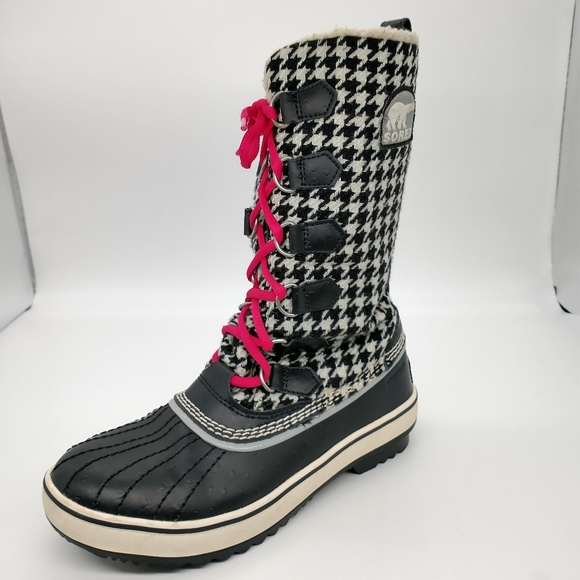 Sorel Shoes - Sorel Tivoli Boots Tall Houndstooth Black White 6
